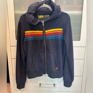 Aviator Nation 5 Stripe Navy Zip Hoodie
